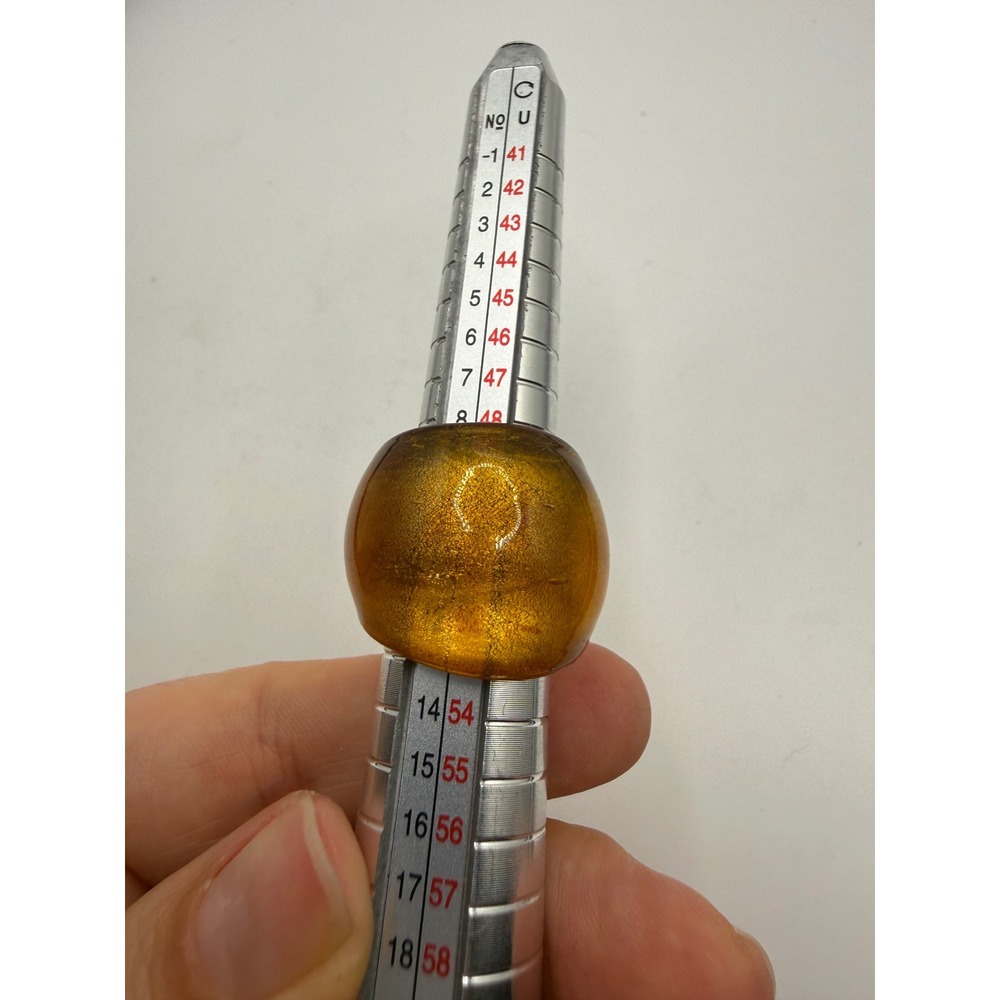 Vintage Amber Resin Chunky Dome Statement Ring Size 11 Gold Flake Shimmer
